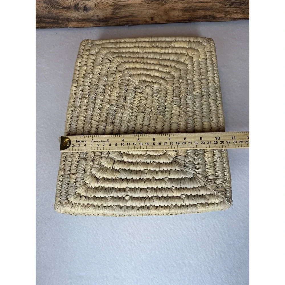 Handwoven Wicker‎ Lidded Basket Organizer Box 3 Compartments Boho Storage 9x12
